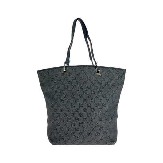 GUCCI Tote Bag 31243 GG canvas, leather BlackSilverMetal Tote Bag Shoulder Bag Women Used Authentic