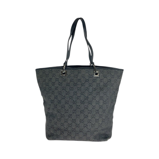 GUCCI Tote Bag 31243 GG canvas, leather BlackSilverMetal Tote Bag Shoulder Bag Women Used Authentic