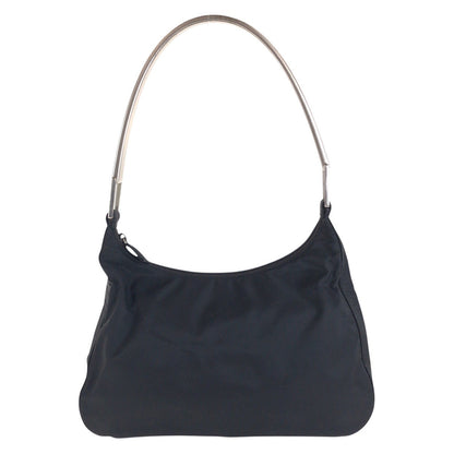 PRADA Shoulder Bag Nylon, Plastic BlackSilverMetal Test Triangle With logo Women Used Authentic