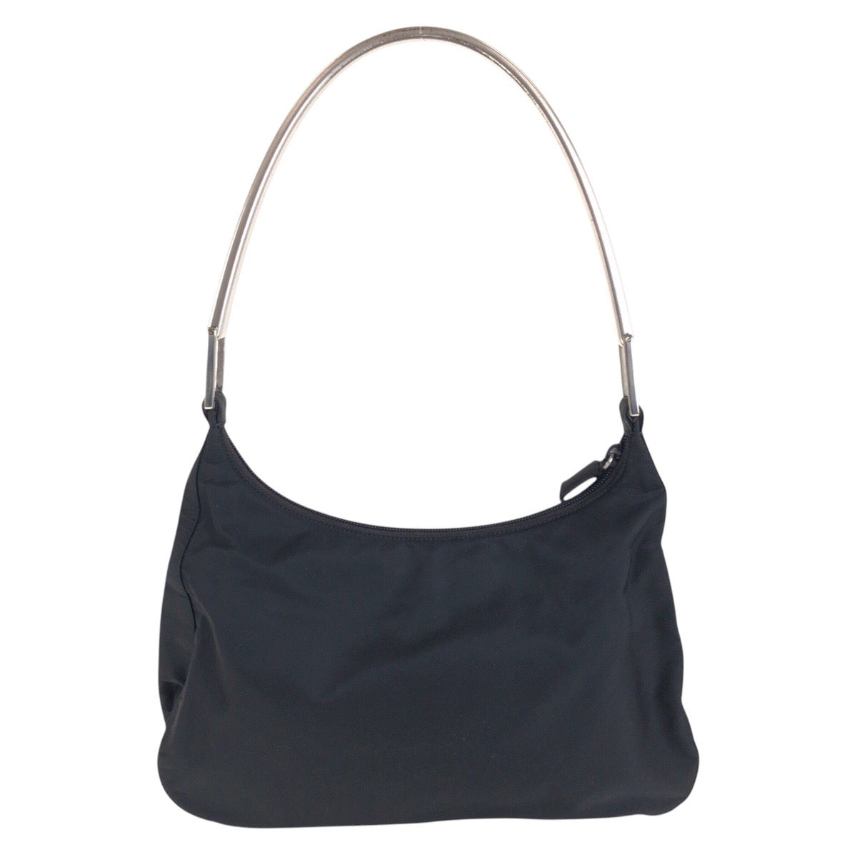 PRADA Shoulder Bag Nylon, Plastic BlackSilverMetal Test Triangle With logo Women Used Authentic