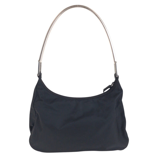 PRADA Shoulder Bag Nylon, Plastic BlackSilverMetal Test Triangle With logo Women Used Authentic
