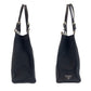 PRADA Tote Bag canvas BlackSilverMetal Tote Bag Shoulder Bag Triangle With logo Women Used Authentic