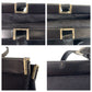 PRADA Tote Bag canvas BlackSilverMetal Tote Bag Shoulder Bag Triangle With logo Women Used Authentic