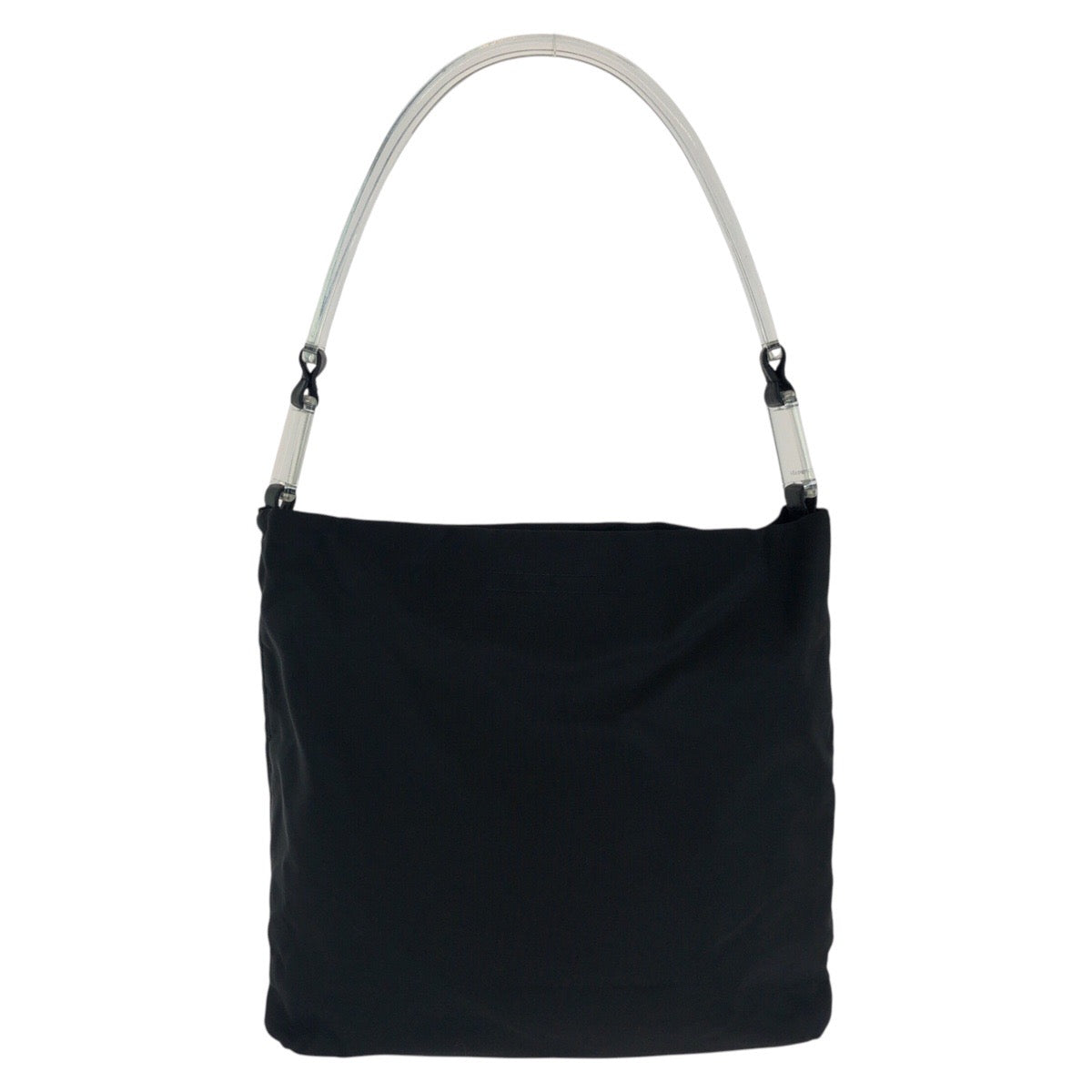PRADA Shoulder Bag Nylon, Plastic BlackSilverMetal Test Triangle With logo Women Used Authentic