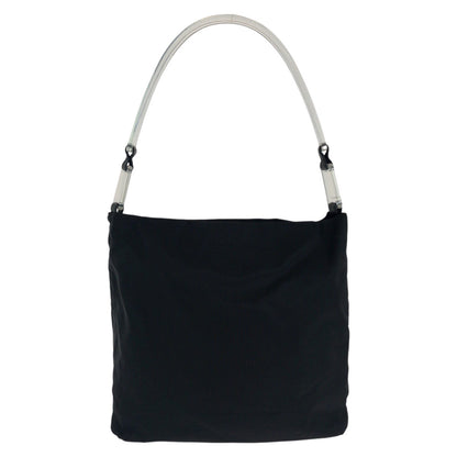 PRADA Shoulder Bag Nylon, Plastic BlackSilverMetal Test Triangle With logo Women Used Authentic