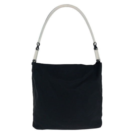 PRADA Shoulder Bag Nylon, Plastic BlackSilverMetal Test Triangle With logo Women Used Authentic