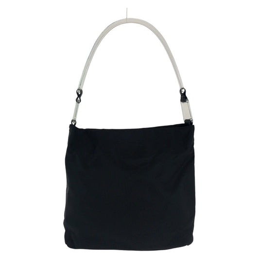 PRADA Shoulder Bag Nylon, Plastic BlackSilverMetal Test Triangle With logo Women Used Authentic