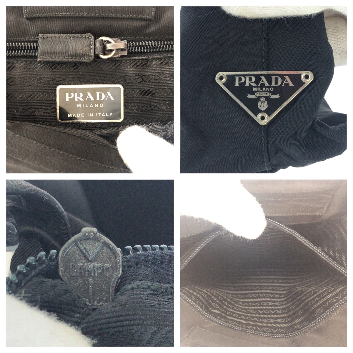 PRADA Shoulder Bag Nylon, Plastic BlackSilverMetal Test Triangle With logo Women Used Authentic