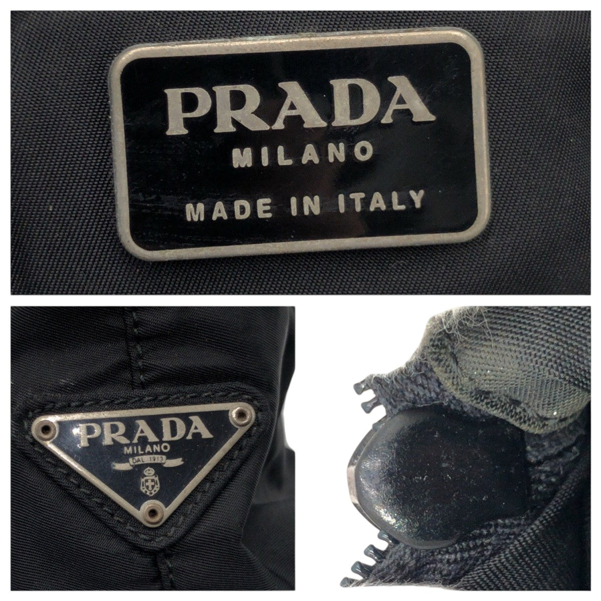 PRADA Handbag Nylon Black black Handbag Tote Bag Test Triangular logo Women Used Authentic