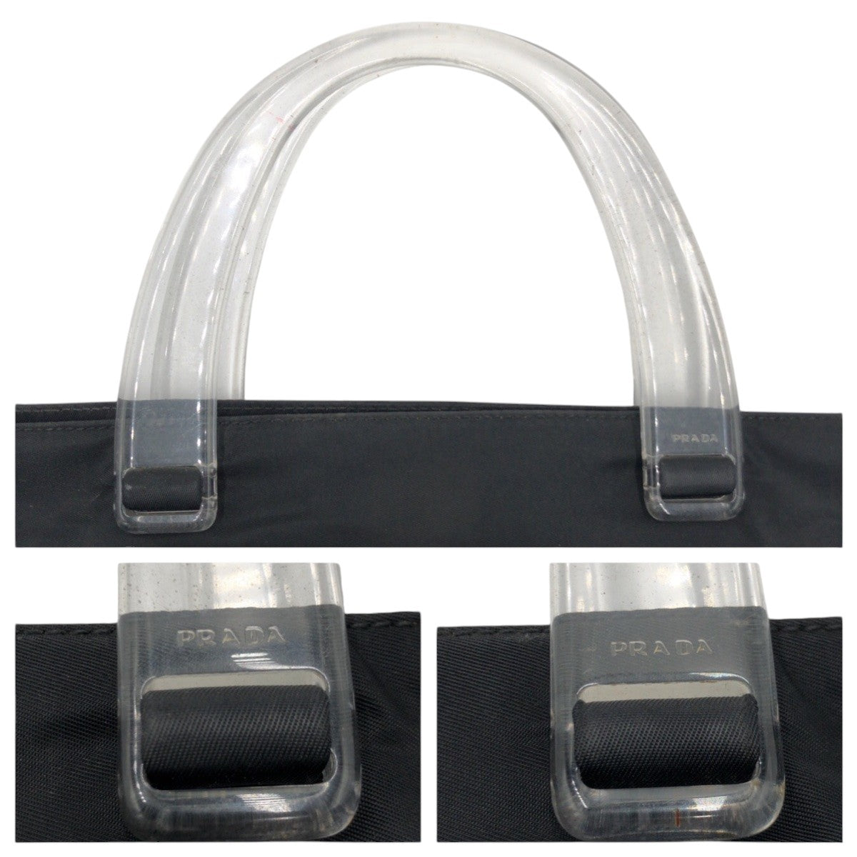 PRADA Handbag Nylon Black black Handbag Tote Bag Test Triangular logo Women Used Authentic