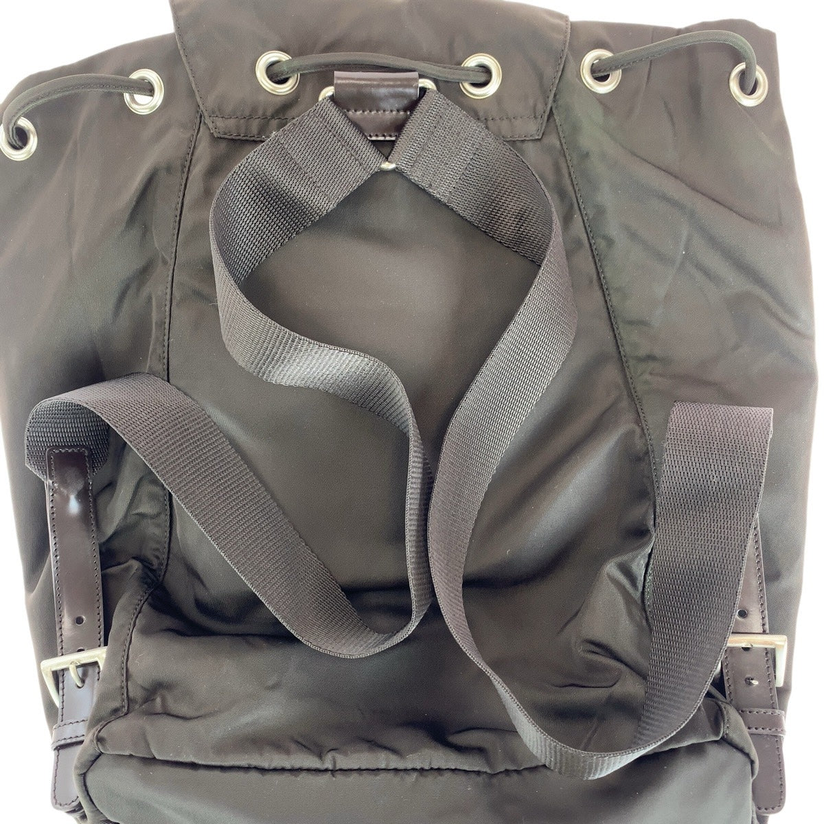 PRADA Backpack Nylon, Leather Brown Backpacks & Daypacks Backpacks Test Triangle With logo Women Used Authentic