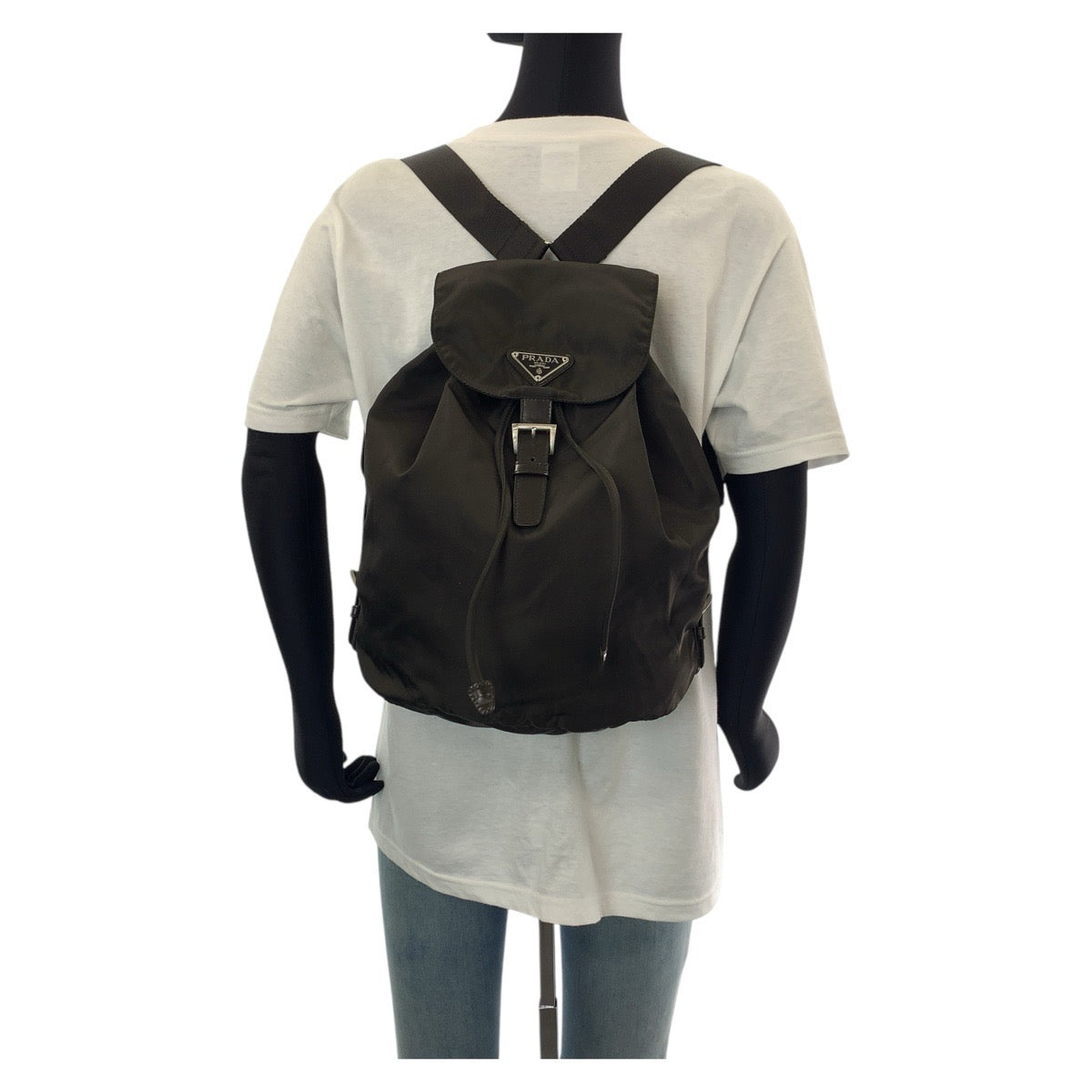 PRADA Backpack Nylon, Leather Brown Backpacks & Daypacks Backpacks Test Triangle With logo Women Used Authentic