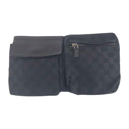 GUCCI Sling bag 23566 GG canvas, leather BlackSilverMetal Sling bag, waist pouch, bum bag mens Used Authentic
