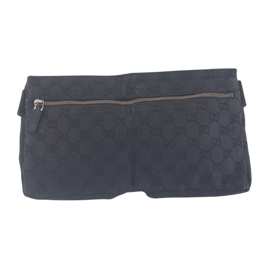 GUCCI Sling bag 23566 GG canvas, leather BlackSilverMetal Sling bag, waist pouch, bum bag mens Used Authentic