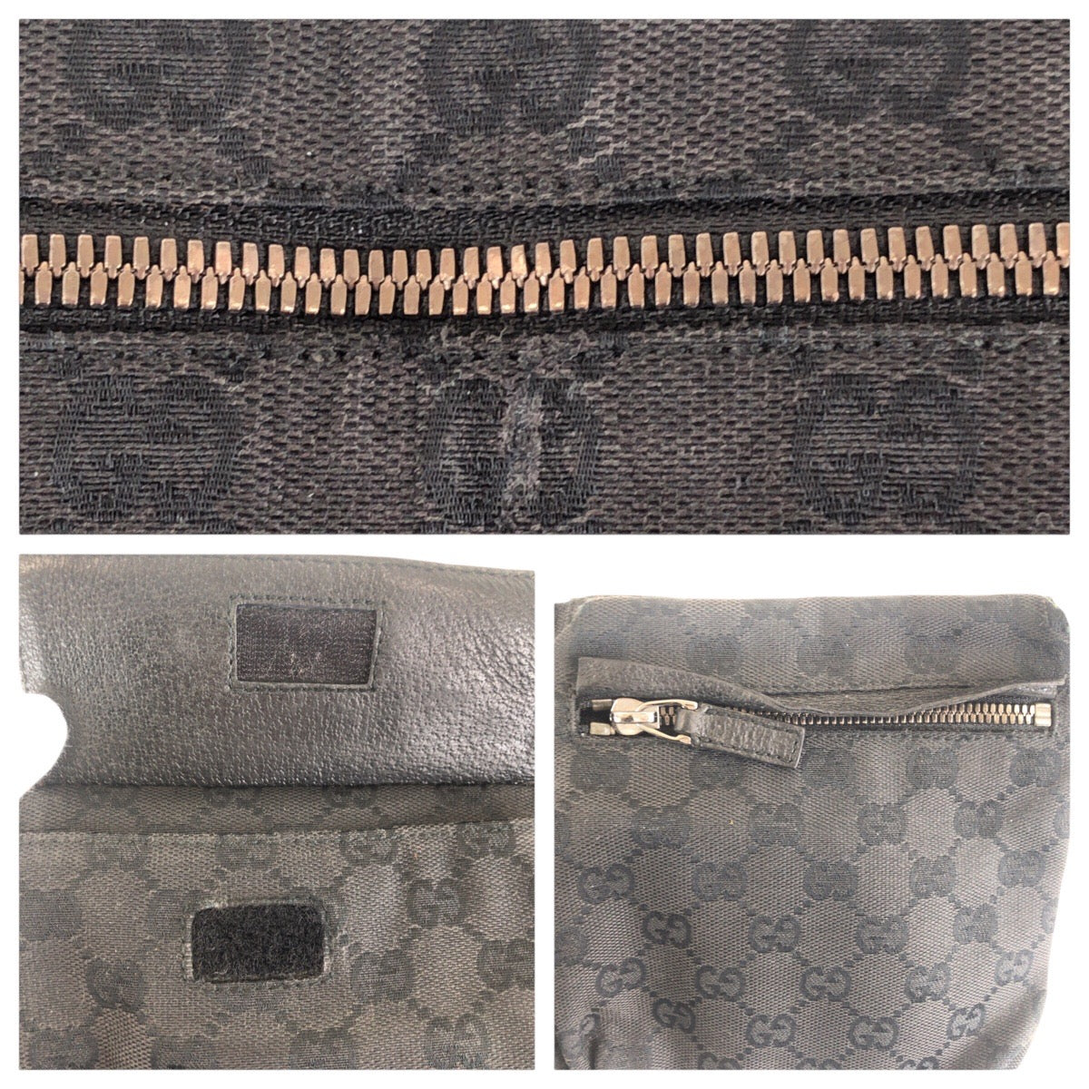 GUCCI Sling bag 23566 GG canvas, leather BlackSilverMetal Sling bag, waist pouch, bum bag mens Used Authentic