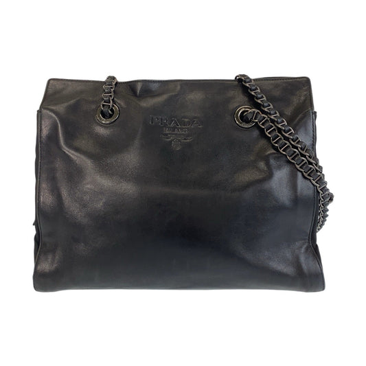 PRADA Shoulder Bag leather black Plastic Chain Shoulder Bag Tote Bag Women Used Authentic