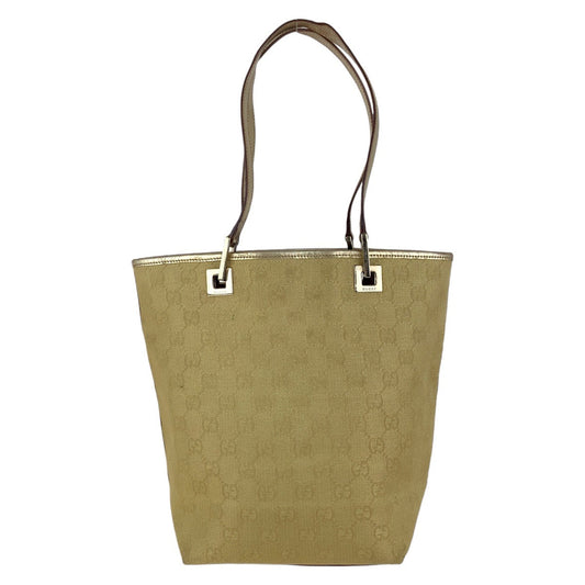GUCCI Tote Bag 002 1099 GG canvas, leather gold Tote Bag Shoulder Bag Women Used Authentic