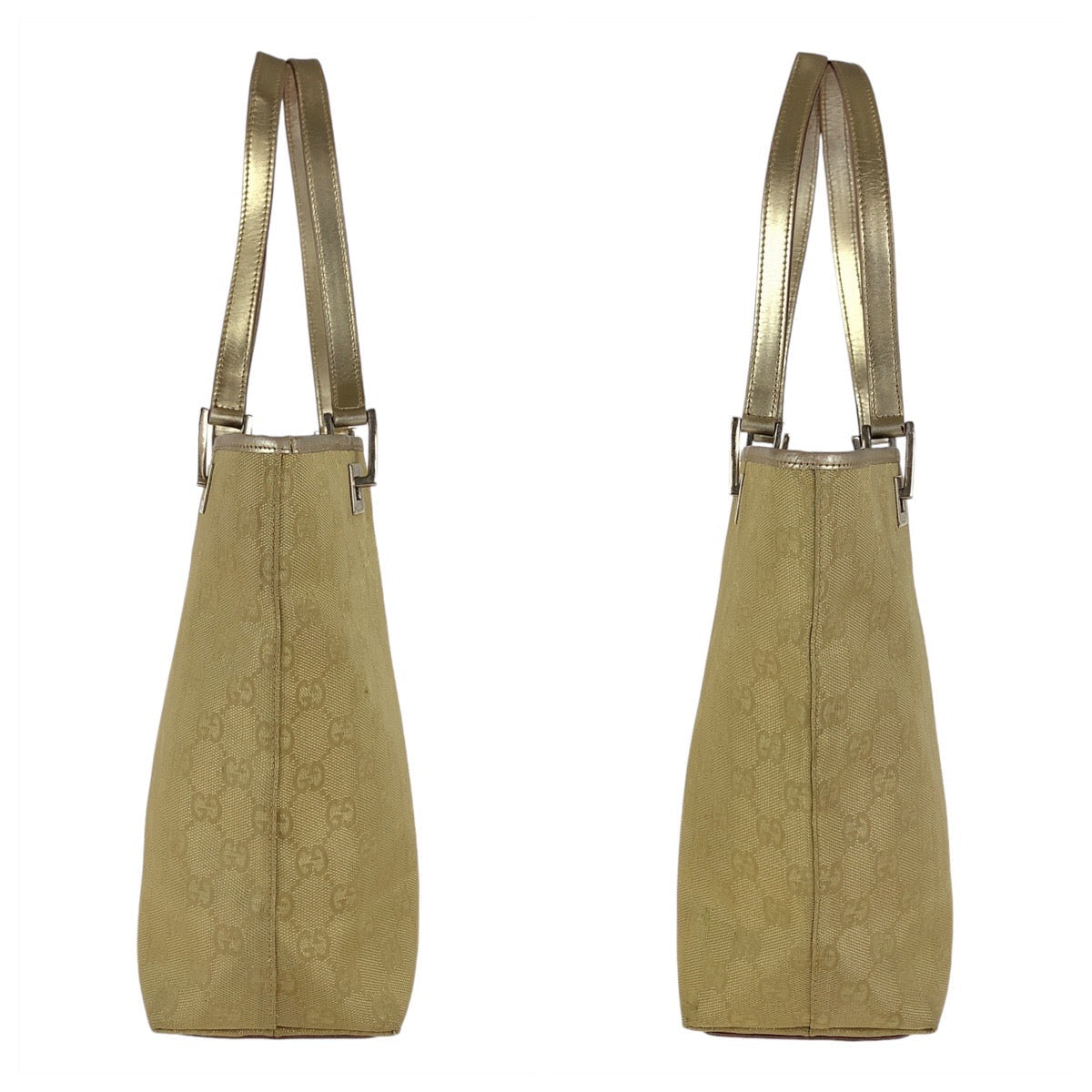 GUCCI Tote Bag 002 1099 GG canvas, leather gold Tote Bag Shoulder Bag Women Used Authentic