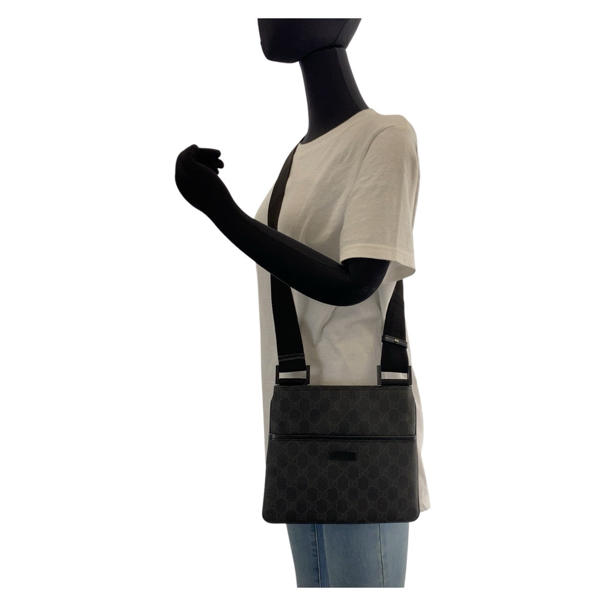 GUCCI Shoulder Bag 162905 GG Supreme Canvas black Crossbody Shoulder Bag Unisex Women Used Authentic