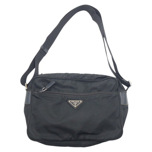 PRADA Shoulder Bag Nylon Black black Shoulder Bag Messenger Bag Unisex Test Triangular logo mens Used Authentic
