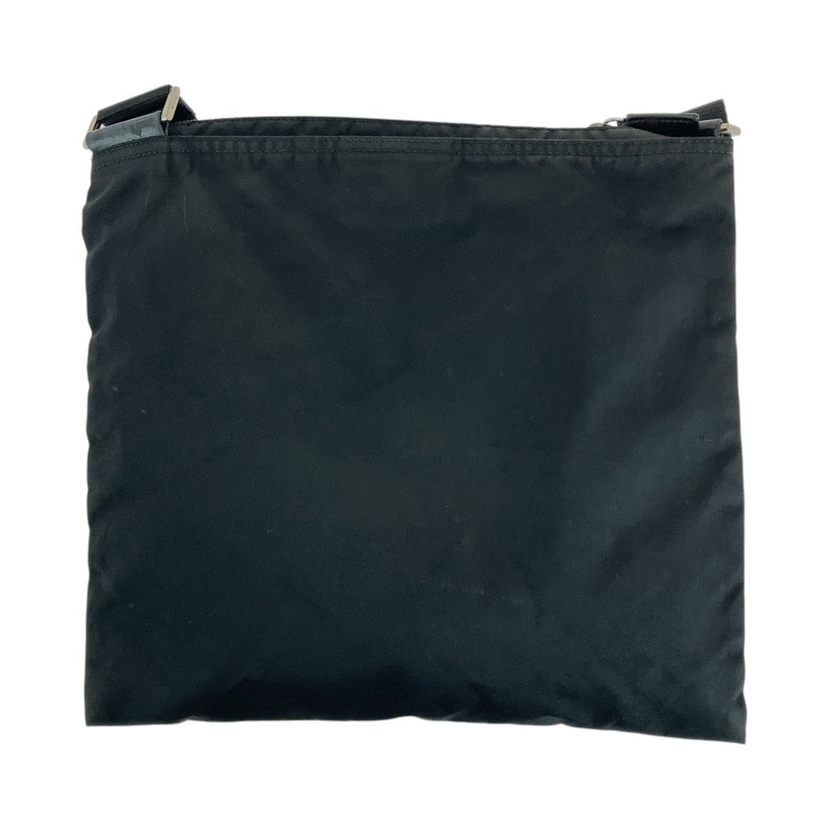 PRADA Shoulder Bag Nylon Black SilverMetal Shoulder Bag pochette Test Triangle With logo Women Used Authentic