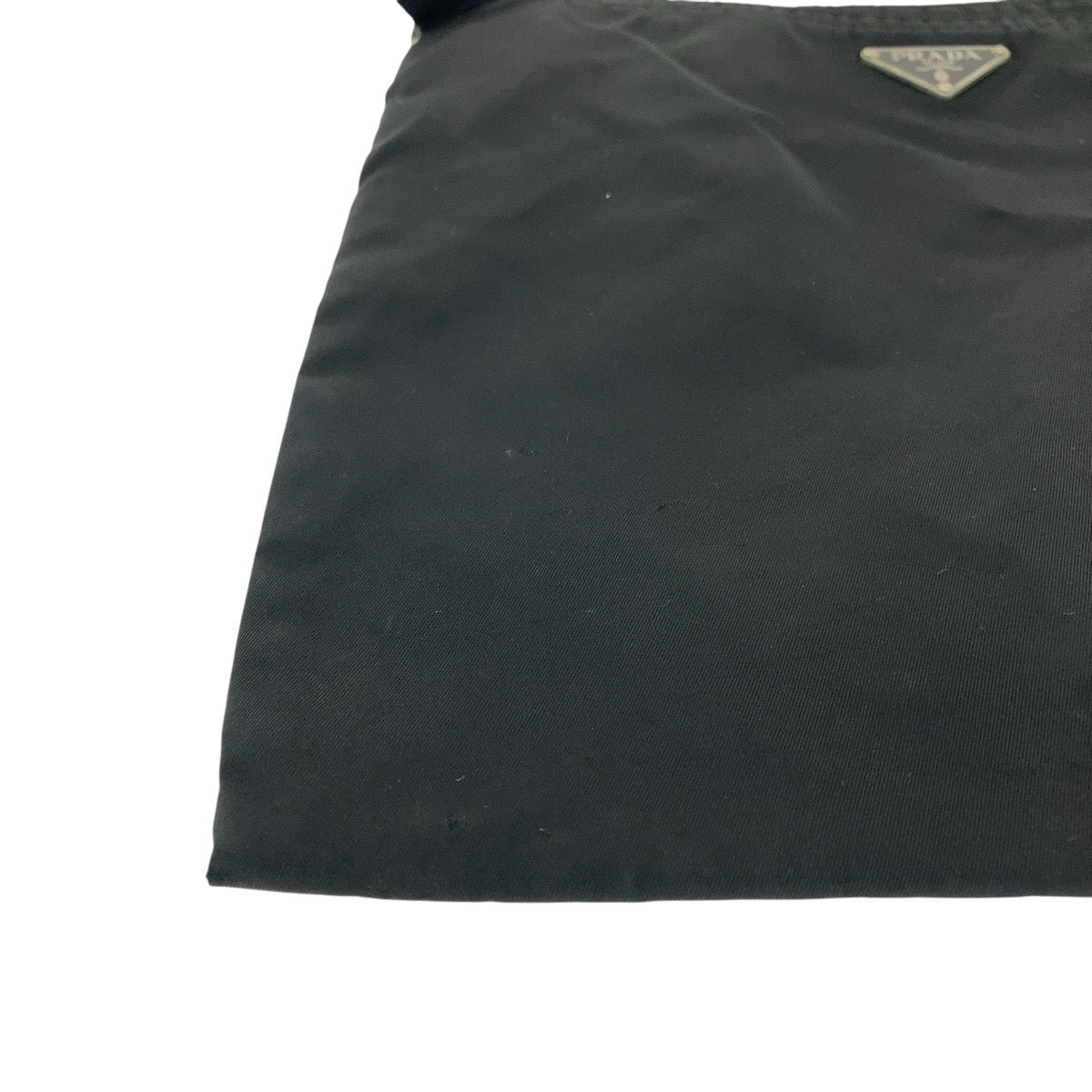 PRADA Shoulder Bag Nylon Black SilverMetal Shoulder Bag pochette Test Triangle With logo Women Used Authentic