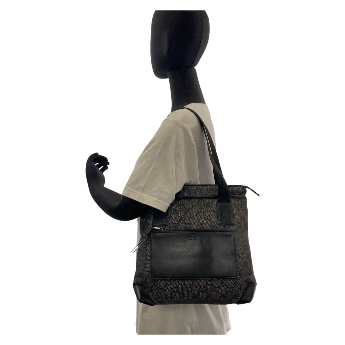 GUCCI Tote Bag 28893 GG canvas, leather black Tote Bag Shoulder Bag Women Used Authentic