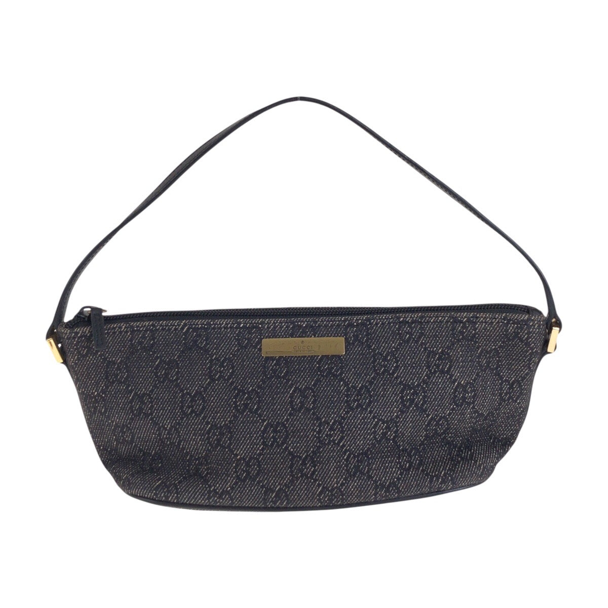 GUCCI Handbag 7198 GG canvas, leather Black GoldMetal Handbag accessory pouch Women Used Authentic