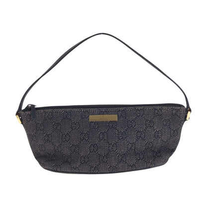 GUCCI Handbag 7198 GG canvas, leather Black GoldMetal Handbag accessory pouch Women Used Authentic