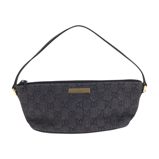 GUCCI Handbag 7198 GG canvas, leather Black GoldMetal Handbag accessory pouch Women Used Authentic