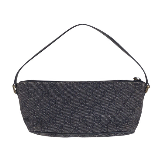 GUCCI Handbag 7198 GG canvas, leather Black GoldMetal Handbag accessory pouch Women Used Authentic