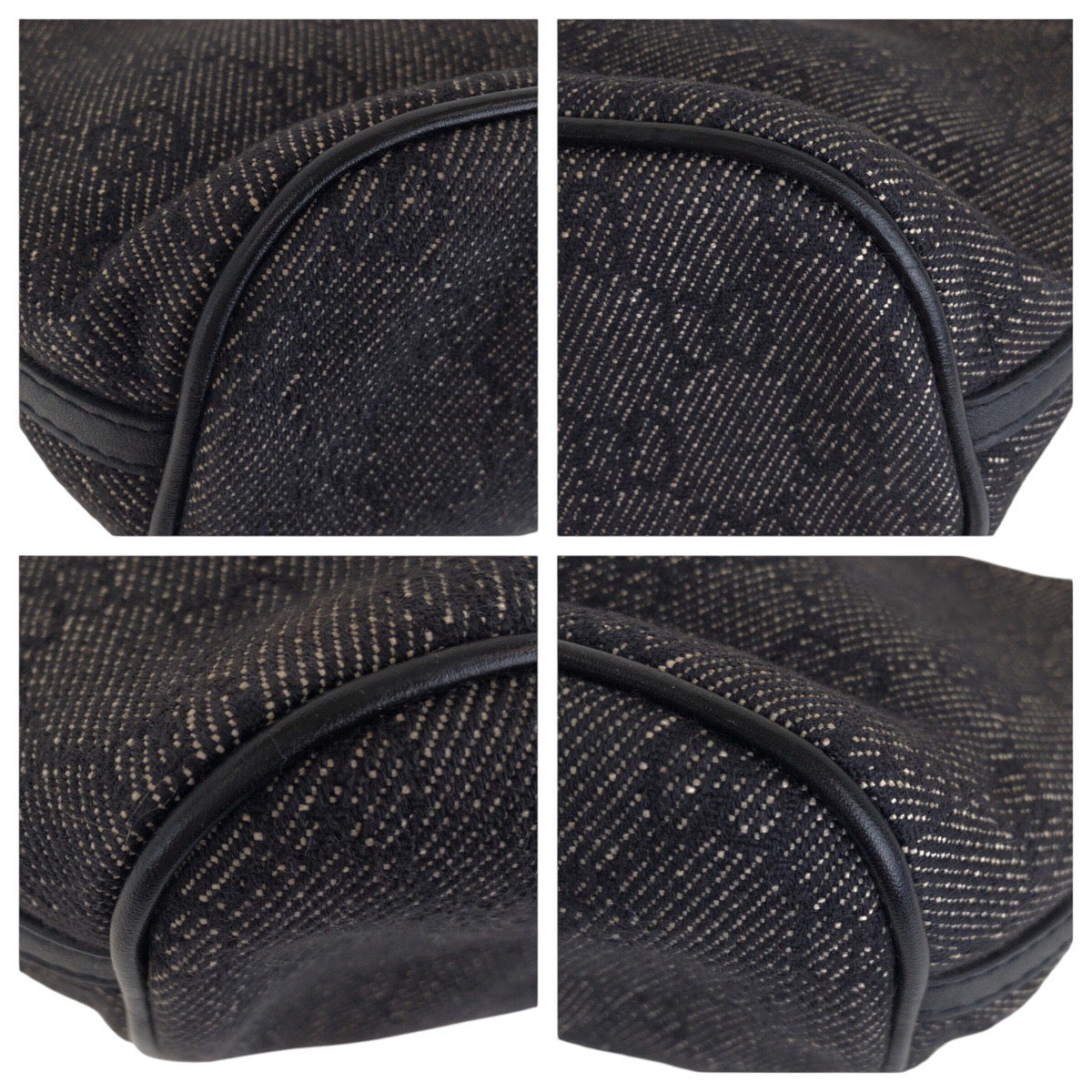GUCCI Handbag 7198 GG canvas, leather Black GoldMetal Handbag accessory pouch Women Used Authentic