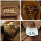 PRADA Handbag Velor Brown Gold Metal Handbag Tote Bag Triangle With logo Women Used Authentic