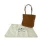 PRADA Handbag Velor Brown Gold Metal Handbag Tote Bag Triangle With logo Women Used Authentic