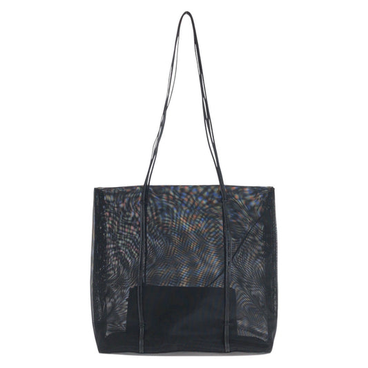 PRADA Tote Bag Fabric, Leather BlackSilverMetal Tote Bag Shoulder Bag Mesh pouch included Women Used Authentic