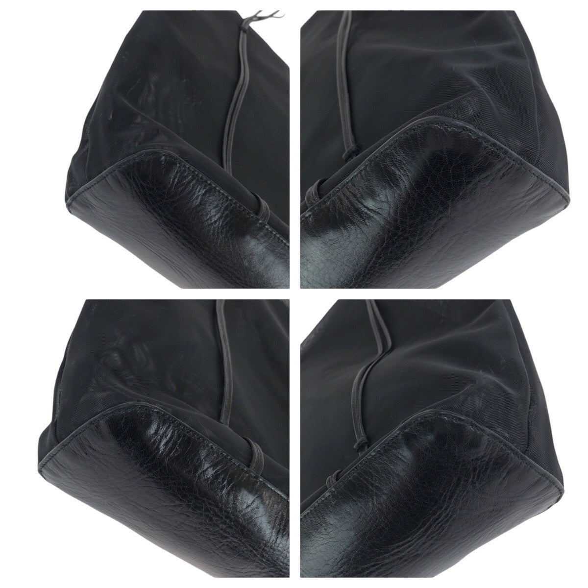 PRADA Tote Bag Fabric, Leather BlackSilverMetal Tote Bag Shoulder Bag Mesh pouch included Women Used Authentic