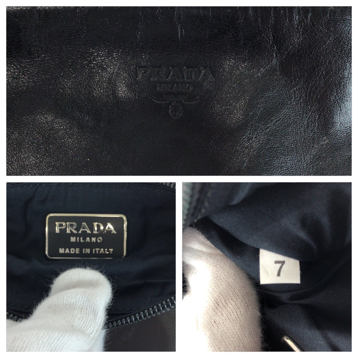 PRADA Tote Bag Fabric, Leather BlackSilverMetal Tote Bag Shoulder Bag Mesh pouch included Women Used Authentic