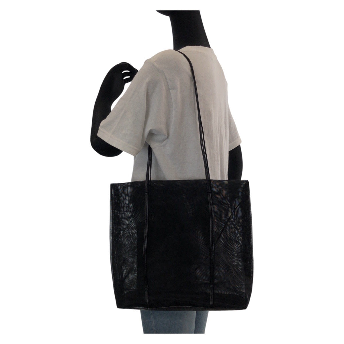 PRADA Tote Bag Fabric, Leather BlackSilverMetal Tote Bag Shoulder Bag Mesh pouch included Women Used Authentic