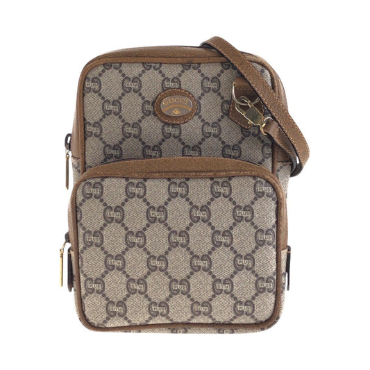 GUCCI Shoulder Bag GG Supreme canvas, leather Beige Gold Metal Crossbody Shoulder Bag GUCCI Plus Women Used Authentic