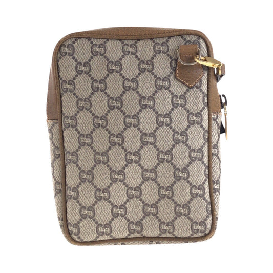 GUCCI Shoulder Bag GG Supreme canvas, leather Beige Gold Metal Crossbody Shoulder Bag GUCCI Plus Women Used Authentic