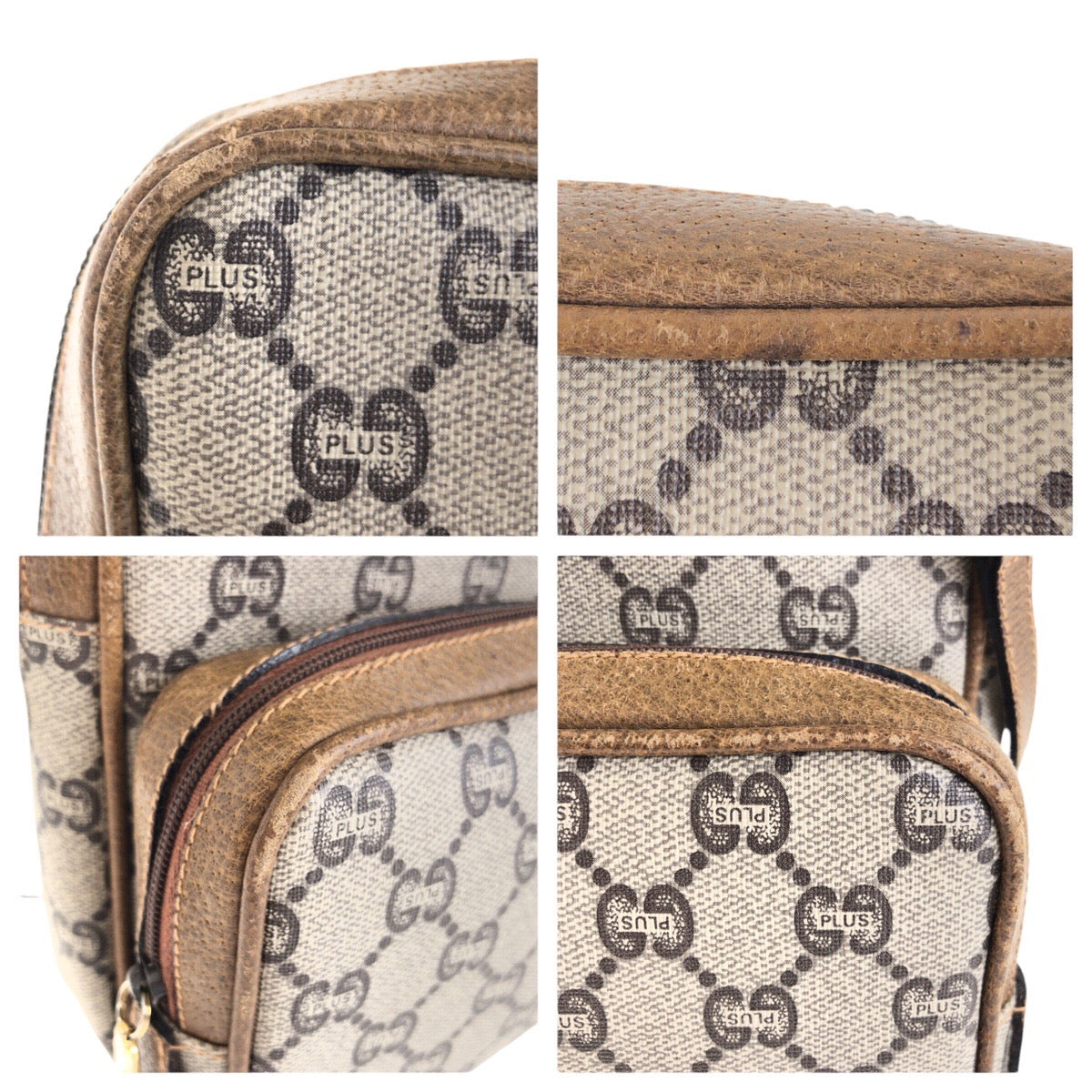 GUCCI Shoulder Bag GG Supreme canvas, leather Beige Gold Metal Crossbody Shoulder Bag GUCCI Plus Women Used Authentic