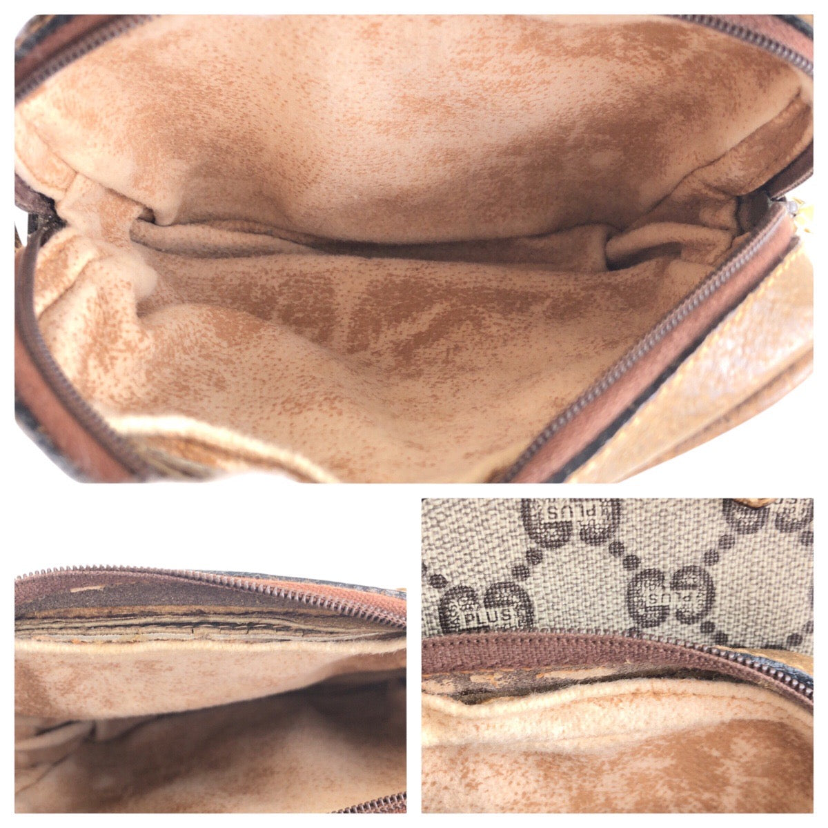 GUCCI Shoulder Bag GG Supreme canvas, leather Beige Gold Metal Crossbody Shoulder Bag GUCCI Plus Women Used Authentic