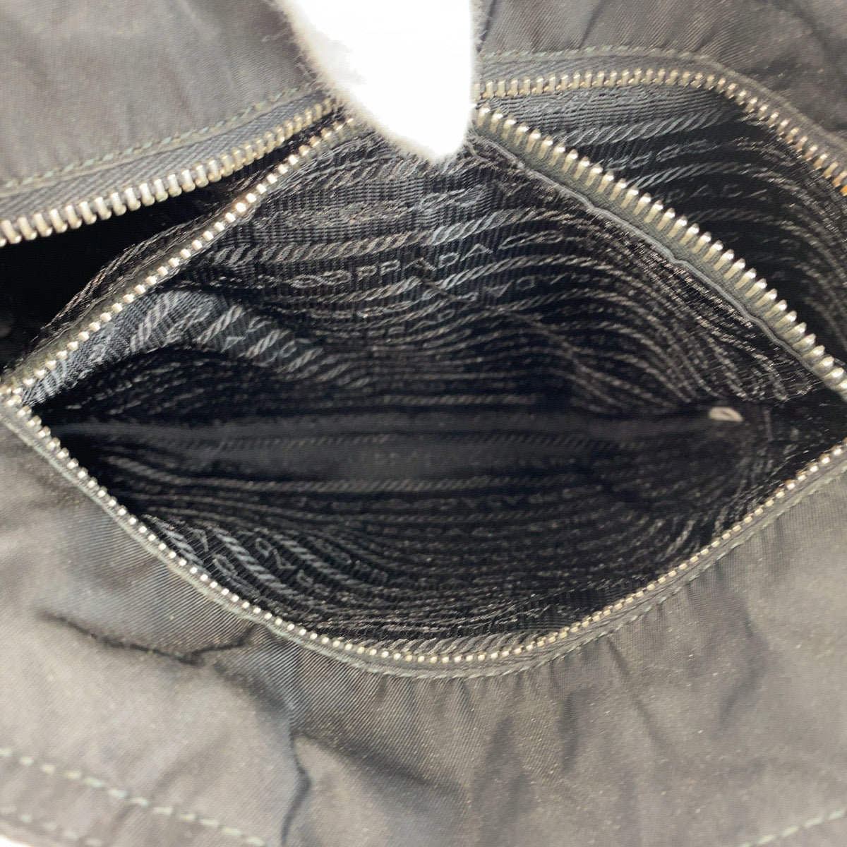 PRADA Tote Bag Nylon BlackSilverMetal Tote Bag Shoulder Bag Test Triangle With logo Women Used Authentic