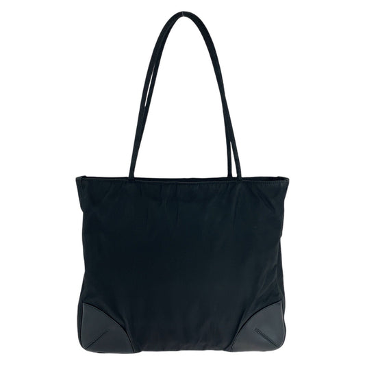 PRADA Tote Bag Nylon BlackSilverMetal Tote Bag Shoulder Bag Test Triangle With logo Women Used Authentic