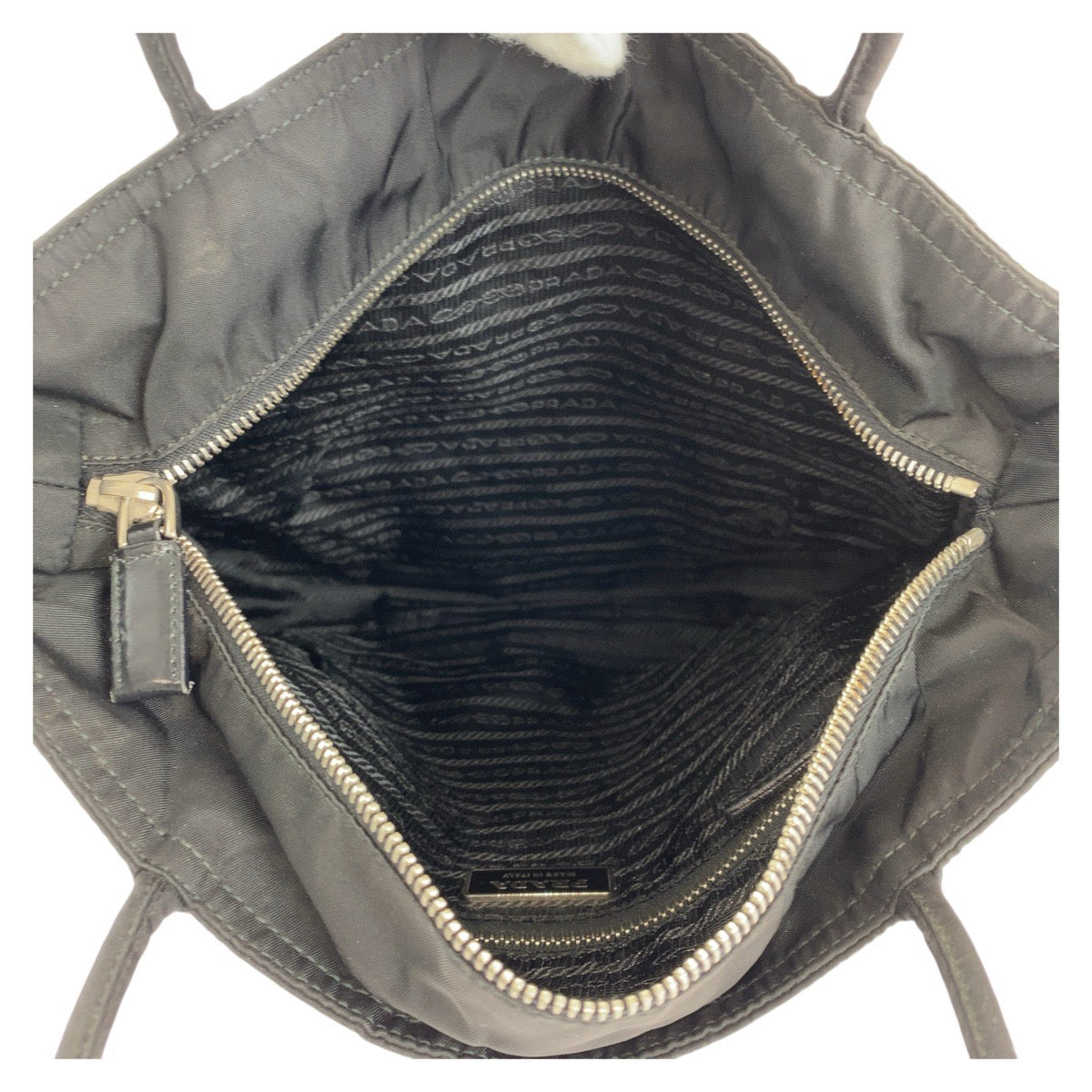 PRADA Tote Bag Nylon BlackSilverMetal Tote Bag Shoulder Bag Test Triangle With logo Women Used Authentic