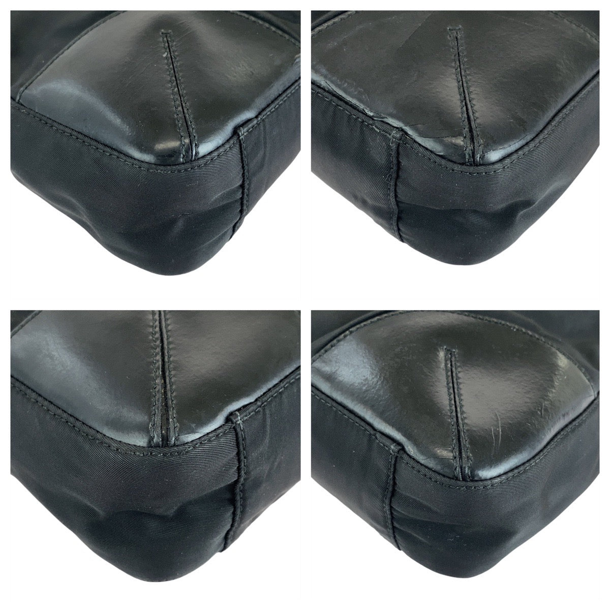 PRADA Tote Bag Nylon BlackSilverMetal Tote Bag Shoulder Bag Test Triangle With logo Women Used Authentic