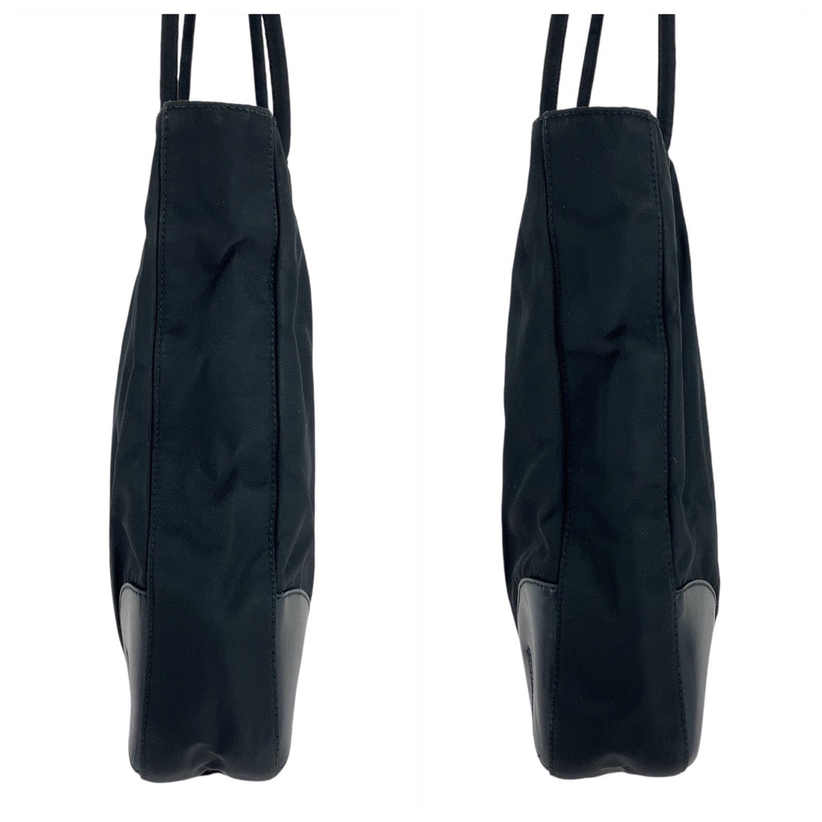 PRADA Tote Bag Nylon BlackSilverMetal Tote Bag Shoulder Bag Test Triangle With logo Women Used Authentic
