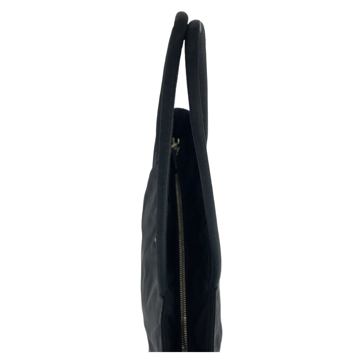 PRADA Tote Bag Nylon BlackSilverMetal Tote Bag Shoulder Bag Test Triangle With logo Women Used Authentic