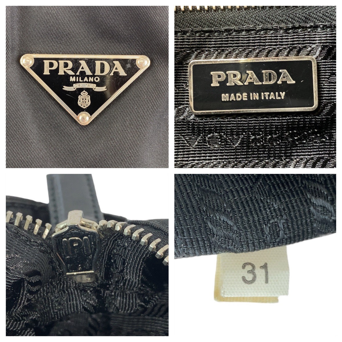 PRADA Tote Bag Nylon BlackSilverMetal Tote Bag Shoulder Bag Test Triangle With logo Women Used Authentic