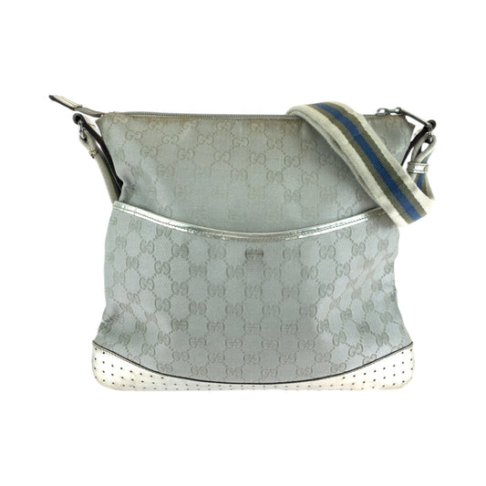 GUCCI Shoulder Bag 145857 GG canvas, enamel Silver SilverMetal Shoulder Bag pochette Women Used Authentic